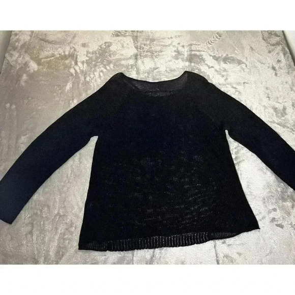 Eileen Fisher System Size PL Organic Linen Knit Sweater Lightweight Blue Top - Picture 1 of 6